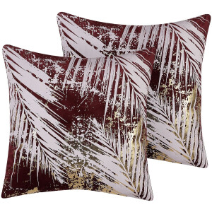 BELIANI CALLA - Sierkussen set van 2 - Bordeaux - 45 x 45 cm - Fluweel