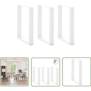vidaXL Tafelpoten - Salontafelpoten - Eettafelpoten 3 st U-vormig 70x(72-73) cm staal wit - Staal Potten - Witte Tafelpoten - Moderne Tafelpoten