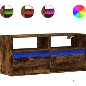 vidaXL - Tv-wandmeubel - met - LED-verlichting - 100x31x45 - cm - gerookt - eiken