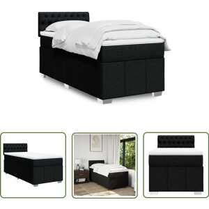 vidaXL Matras - Boxspring - Boxspring met matras stof zwart 100x200 cm - Slaapcomfort - Bed Frame - Hoofdbord