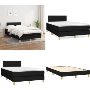 vidaXL Boxspring met matras stof zwart 120x200 cm - Boxspring - Boxsprings - Bed - Slaapmeubel