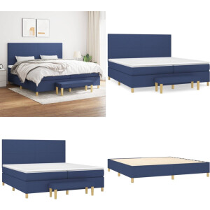 vidaXL Boxspring met matras stof blauw 200x200 cm - Boxspring - Boxsprings - Pocketveringbed - Bed