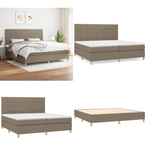 vidaXL Boxspring met matras stof taupe 200x200 cm - Boxspring - Boxsprings - Bed - Slaapmeubel