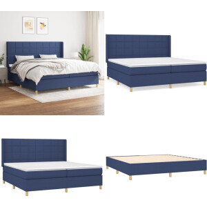 vidaXL Boxspring met matras stof blauw 200x200 cm - Boxspring - Boxsprings - Bed - Slaapmeubel