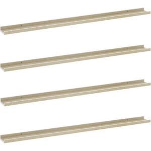 vidaXL - Wandschappen - 4 - st - 115x9x3 - cm - wit - en - sonoma - eikenkleurig