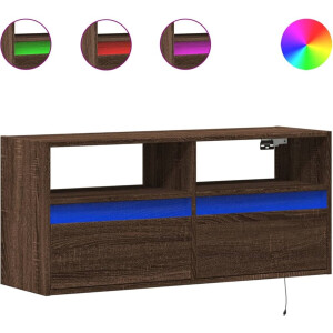 vidaXL - Tv-wandmeubel - met - LED-verlichting - 100x31x45 - cm - bruin - eikenkleur