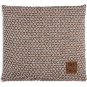 Knit Factory Juul Sierkussen - Vierkant kussen - Kussen woonkamer - Bank kussen - Decoratie kussen - Marron/Beige - 50x50 cm - Kussenhoes inclusief kussenvulling