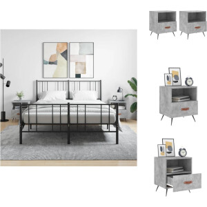 vidaXL Nachtkastje - Nachtkastjes - Bijzettafel - Wandkastje - Nachtkastjes 2 st 40x35x47,5 cm bewerkt hout betongrijs