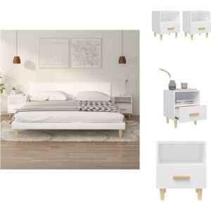 vidaXL Nachtkastje - Nachtkastjes - Houten Nachtkastje - Telefoonkast - Nachtkastjes 2 st 40x35x47 cm wit