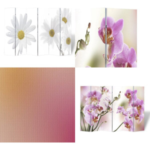 vidaXL Kamerscherm inklapbaar bloem 217x170 cm - Scheidingswand - Scheidingswanden - Ruimteverdeler - Ruimteverdelers