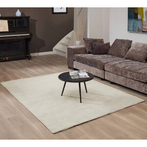 Flycarpets Malaga Laagpolig Vloerkleed - Crème - Wasbaar Tapijt - Woonkamer - 140x200 cm