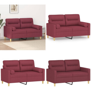 vidaXL Tweezitsbank met sierkussens 120 cm stof wijnrood - 2-zitsbank - 2-zitsbanken - Tweezitsbank - Bank