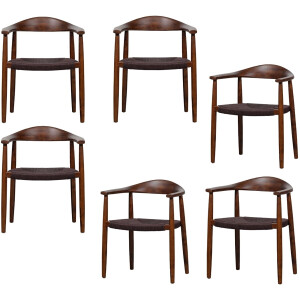 vtwonen Embrace Eetkamerstoelen - Beukenhout - Donkerbruin - Set van 6