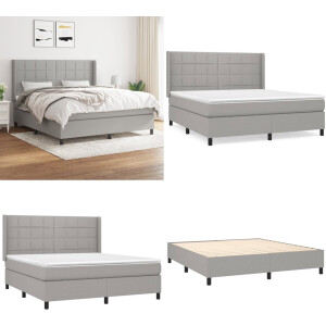 vidaXL Boxspring met matras stof lichtgrijs 160x200 cm - Boxspring - Boxsprings - Bed - Slaapmeubel