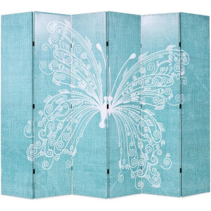 vidaXL - Kamerscherm - inklapbaar - vlinder - 228x170 - cm - blauw