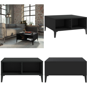 vidaXL Salontafel 60x60x30 cm bewerkt hout zwart - Tafel - Tafels - Tafeltje - Tafeltjes