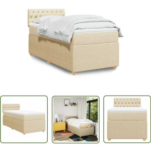 vidaXL Slaapcomfort - Boxspring - Boxspring met matras stof crèmekleurig 90x190 cm - Matras - Bed Frame - Bedroom Furniture