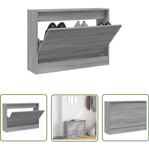 vidaXL Schoenenopbergkast - Schoenenkast - Schoenenkast 80x21x57 cm bewerkt hout grijs sonoma eikenkleur - Grijze Kast - Houten Kast - Compact Kastje