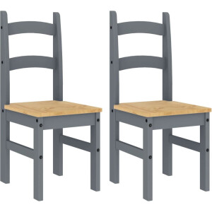 vidaXL - Eetkamerstoelen - 2 - st - 40x46x99 - cm - massief - grenenhout - grijs