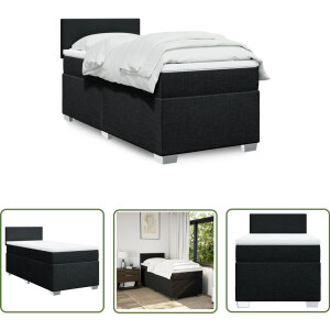 vidaXL Boxspringbed - Boxspring - Boxspring met matras stof zwart 100x200 cm - Matras - Pocketveringmatras - Stoffen Bed