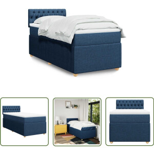 vidaXL Matras - Boxspring - Boxspring met matras stof blauw 90x190 cm - Bed Frame - Slaapkamer - Tweepersoonsbed