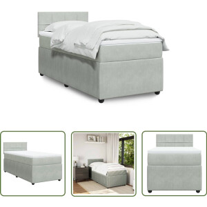 vidaXL Slaapcomfort - Boxspring - Boxspring met matras fluweel lichtgrijs 90x200 cm - Fluweel - Pocketvering - Matras Topper