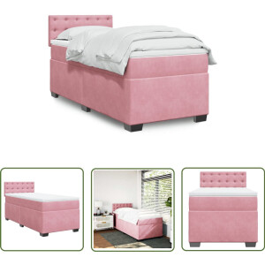 vidaXL Fluweel Bed - Boxspring - Boxspring met matras fluweel roze 90x190 cm - Roze Bed - Tweepersoons Bed - Boxspring Frame