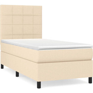 vidaXL - Boxspring - met - matras - stof - crèmekleurig - 90x190 - cm