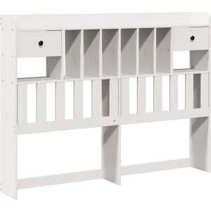 vidaXL - Hoofdbord - met - opbergruimte - 140 - cm - massief - grenenhout - wit