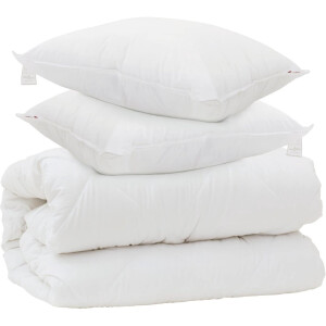 vidaXL - Dekbed - met - Kussens - met - kussen - 3 - st - Wit - Microvezel