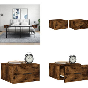 vidaXL Nachtkastjes 2 st wandgemonteerd 35x35x20 cm gerookt eikenkleur - Nachtkastje - Nachtkastjes - Bijzettafel - Wandkastje
