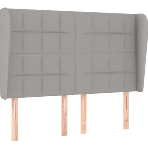 vidaXL - Hoofdbord - met - randen - 147x23x118/128 - cm - stof - lichtgrijs
