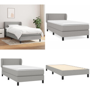 vidaXL Boxspring met matras stof lichtgrijs 100x200 cm - Boxspring - Boxsprings - Bed - Slaapmeubel