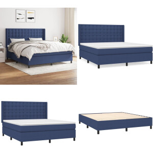 vidaXL Boxspring met matras stof blauw 180x200 cm - Boxspring - Boxsprings - Bed - Slaapmeubel