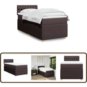 vidaXL Boxspring met matras stof donkerbruin 90x200 cm