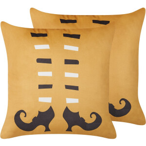 BELIANI COVASNA - Sierkussen set van 2 - Oranje - 45 x 45 cm - Fluweel