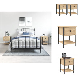 vidaXL Nachtkastje - Nachtkastjes - Kast - Slaapkamermeubel - Nachtkastjes 2 st 34x35,5x45 cm sonoma eikenkleurig