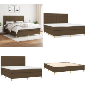 vidaXL - Boxspring - met - matras - stof - donkerbruin - 180x200 - cm