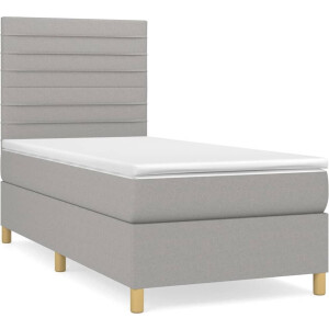 vidaXL - Boxspring - met - matras - stof - lichtgrijs - 80x200 - cm