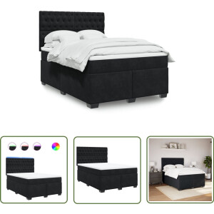 vidaXL Boxspringbed - Boxspring - Boxspring met matras fluweel zwart 160x200 cm - Fluweel Bed - Zwarte Boxspring - Led Boxspring