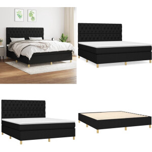 vidaXL Boxspring met matras stof zwart 160x200 cm - Boxspring - Boxsprings - Bed - Slaapmeubel