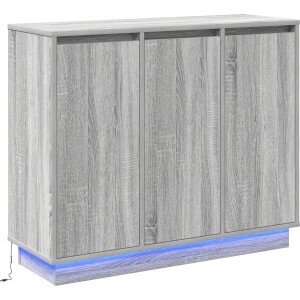 vidaXL - LED - Dressoir - Grijs - Sonoma - 90 - x - 32 - x - 75 - cm - Bewerkt - hout