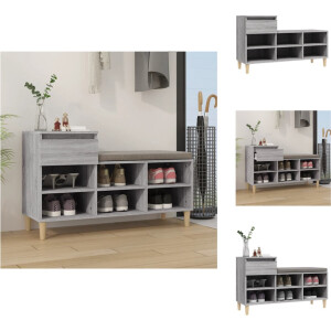 vidaXL Schoenenrek - Schoenenrekken - Opbergrek Voor Schoenen - Schoenenstellage - Schoenenkast 102x36x60 cm bewerkt hout sonoma grijs