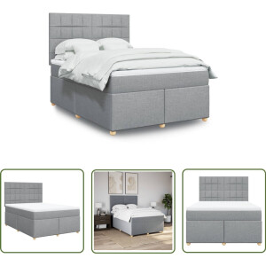 vidaXL Matras - Boxspring - Boxspring met matras stof lichtgrijs 160x200 cm - Bed Frame - Slaapkamer - Comfortabel