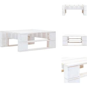 vidaXL Poef - Poefs - Poefen - Pallet Poef - Tuinhocker pallet hout wit