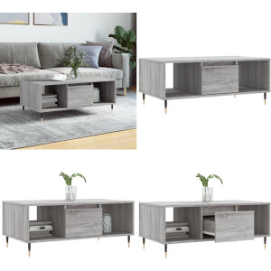 vidaXL Salontafel 90x50x36,5 cm bewerkt hout grijs sonoma - Salontafel - Salontafels - Tafel - Bijzettafel