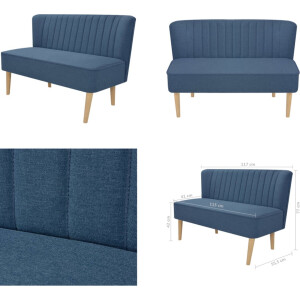 vidaXL Bank 117x55,5x77 cm stof blauw - Bank - Banken - Sofa - Sofa's