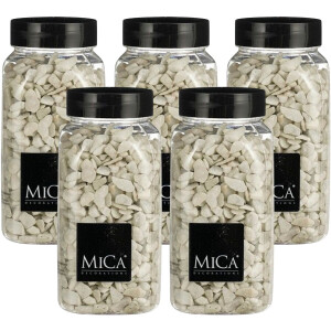 Mica Decorations decoratie steentjes - 5x - wit - 650ml - hobby steentjes - sier stenen