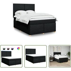 vidaXL Matras - Boxspring - Boxspring met matras stof zwart 160x200 cm - Led Verlichting - Boxspringbed - Slaapkamer