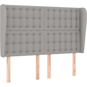 vidaXL - Hoofdbord - met - randen - 147x23x118/128 - cm - stof - lichtgrijs